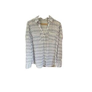 Express Portofino Novelty Eiffel Tower Paris Print Button Front Shirt Sz SP